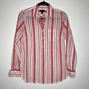 J.Crew F0873 white red stripe Blouse